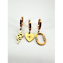 Rose Figürlü Üçlü Küpe